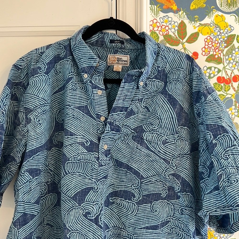 Reyn Spooner popover Wave shirt Hawaiian